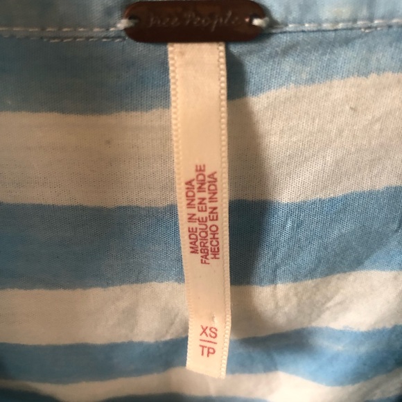 Free People Elisha blouse button down blue & white - Picture 4 of 6